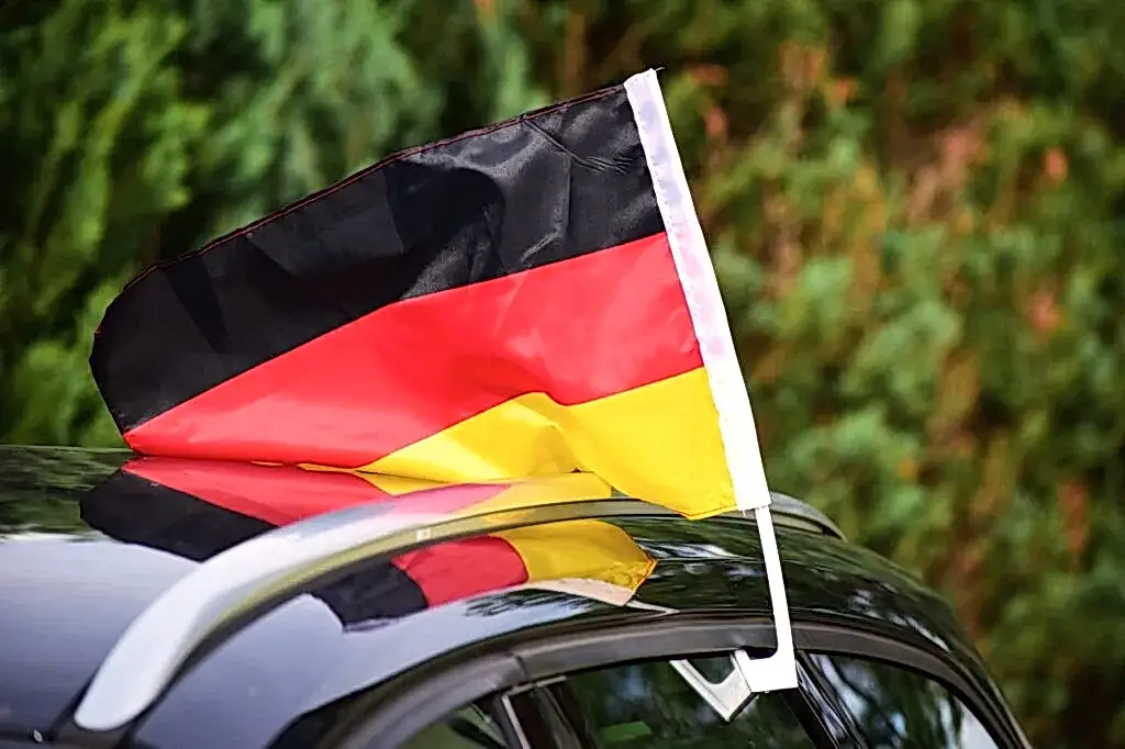 flags and pennants, germany colors, flag, black, red, gold, national, ornament, fan, football fan, germany, world championship, world cup, banner, soccer, reflection, automobile, sports, excited, german flag, public viewing